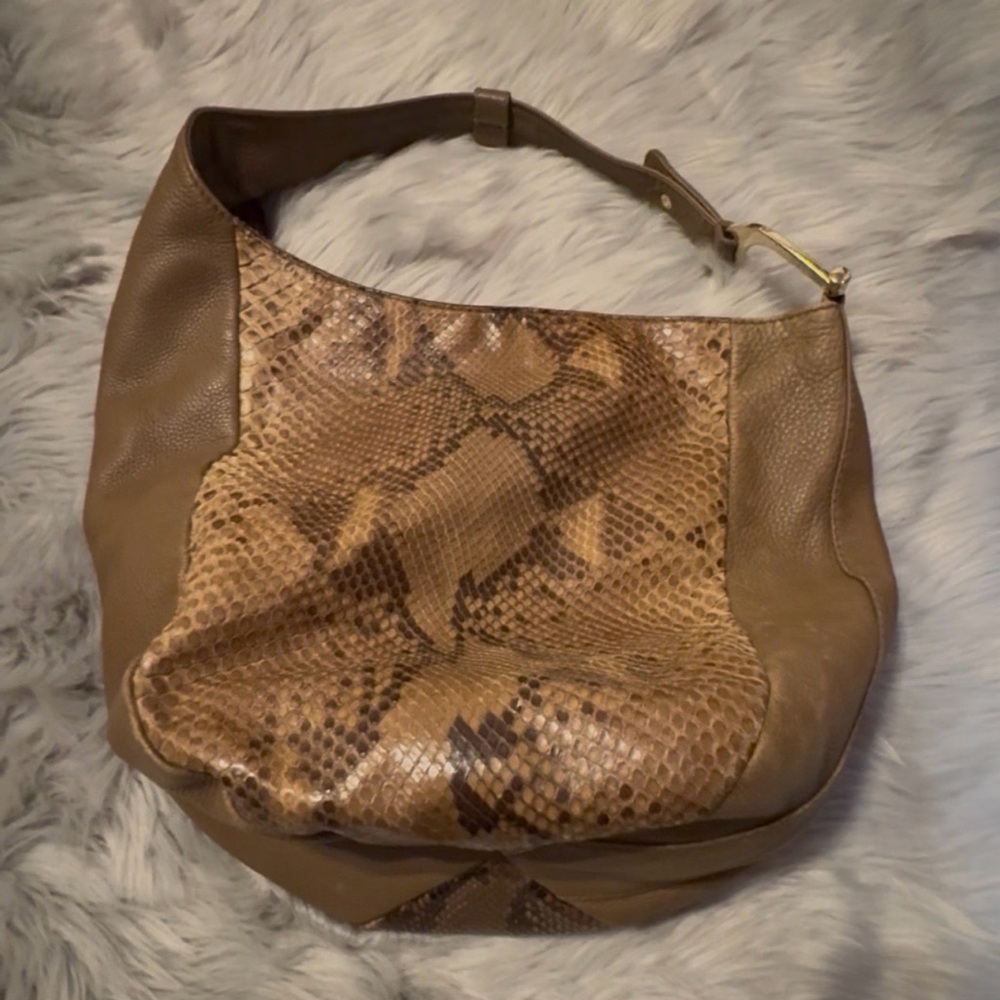 Gucci Brown Python and Leather Greenwich Hobo Bag. - image 1